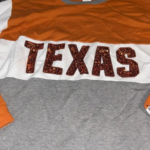 PINK Victoria's Secret Orange and Gray Texas Sweatshirt - Picture 2 of 5